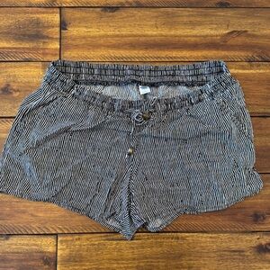 Striped Black and White Drawstring Shorts